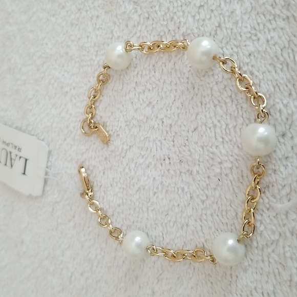 New Ralph Lauren Faux Pearl Chain Bracelet - Picture 2 of 6